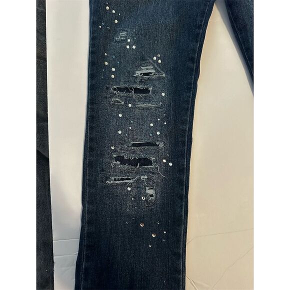 Epic Threads Girls Size 14 Distressed Rhinestone Jeans Blue Denim - Picture 2 of 8